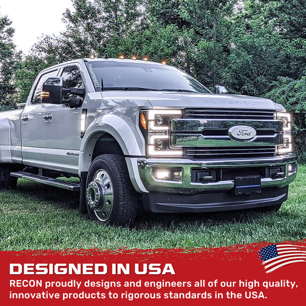 Ford Super Duty 17-19 Projector Headlights White OLED DRL, Scanning Amber LED Turn Signals - Multiple Styles