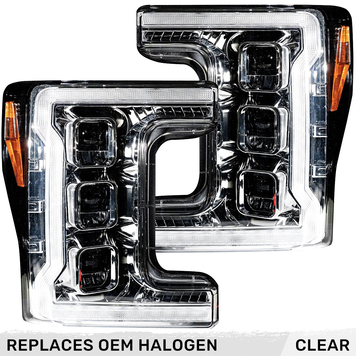 Ford 17-19 Super Duty LED Projector Headlights OLED DRL & Scanning Switchback LED Turn Signals - Multiple Styles