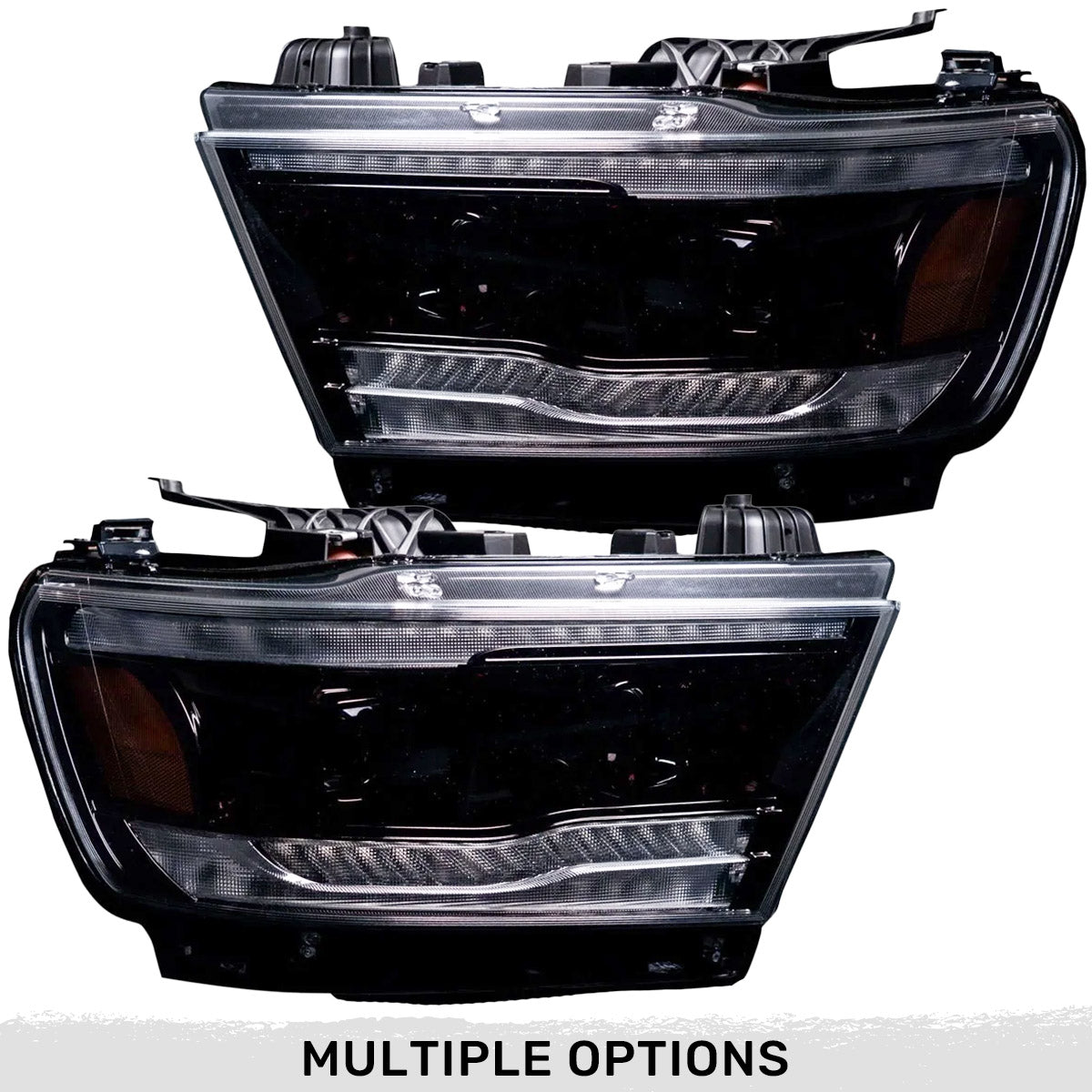 Dodge RAM 1500 19-24 5th Gen - Projector Headlights OLED DRL & Scanning Switchback LED Signals (Replaces Factory/OEM Halogen Only) - Multiple Styles