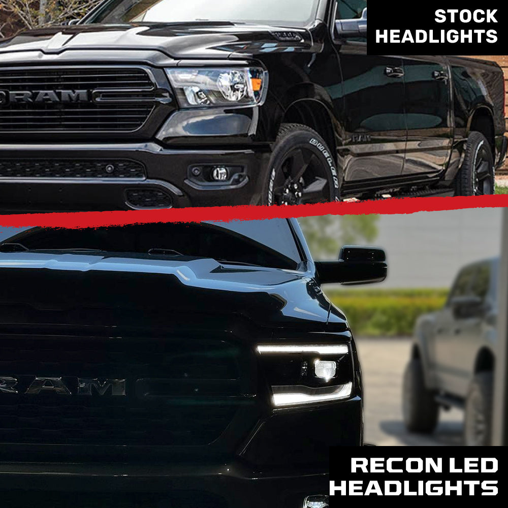 Dodge RAM 1500 19-24 5th Gen LED Projector Headlights OLED DRL Scanning Switchback LED Signals (Replaces Factory/OEM Halogen Only) - Multiple Styles