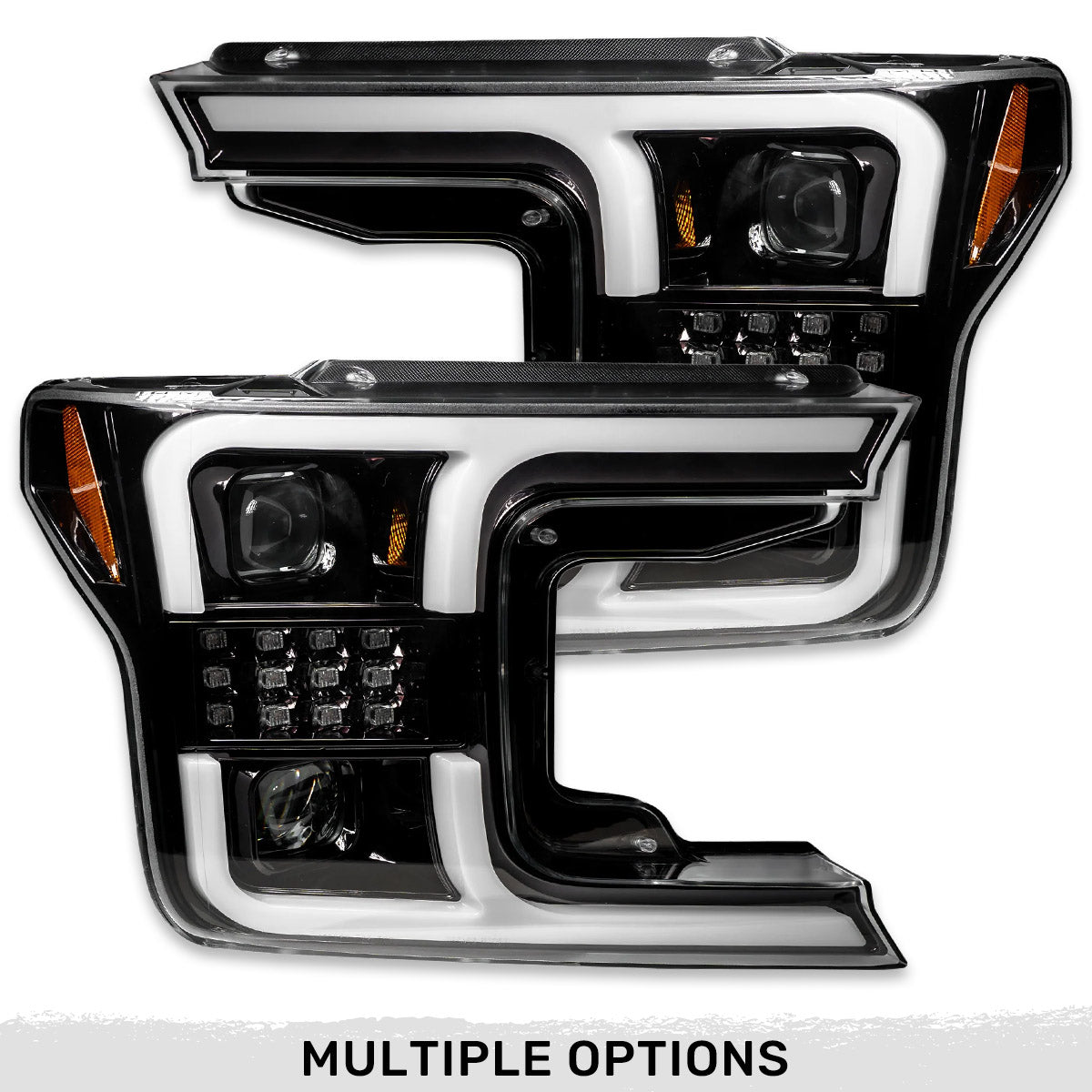 Ford F150 18-20 Projector Headlights OLED DRL Scanning LED Turn Signals (Replaces Factory Halogen Headlights) - Multiple Styles