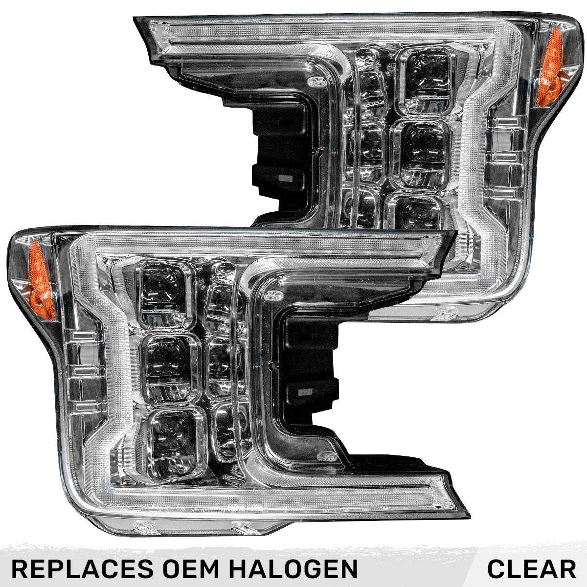 Ford F150 18-20 LED Projector Headlights OLED DRL Scanning LED Turn Signals (Replaces Factory Halogen Headlights) - Multiple Styles