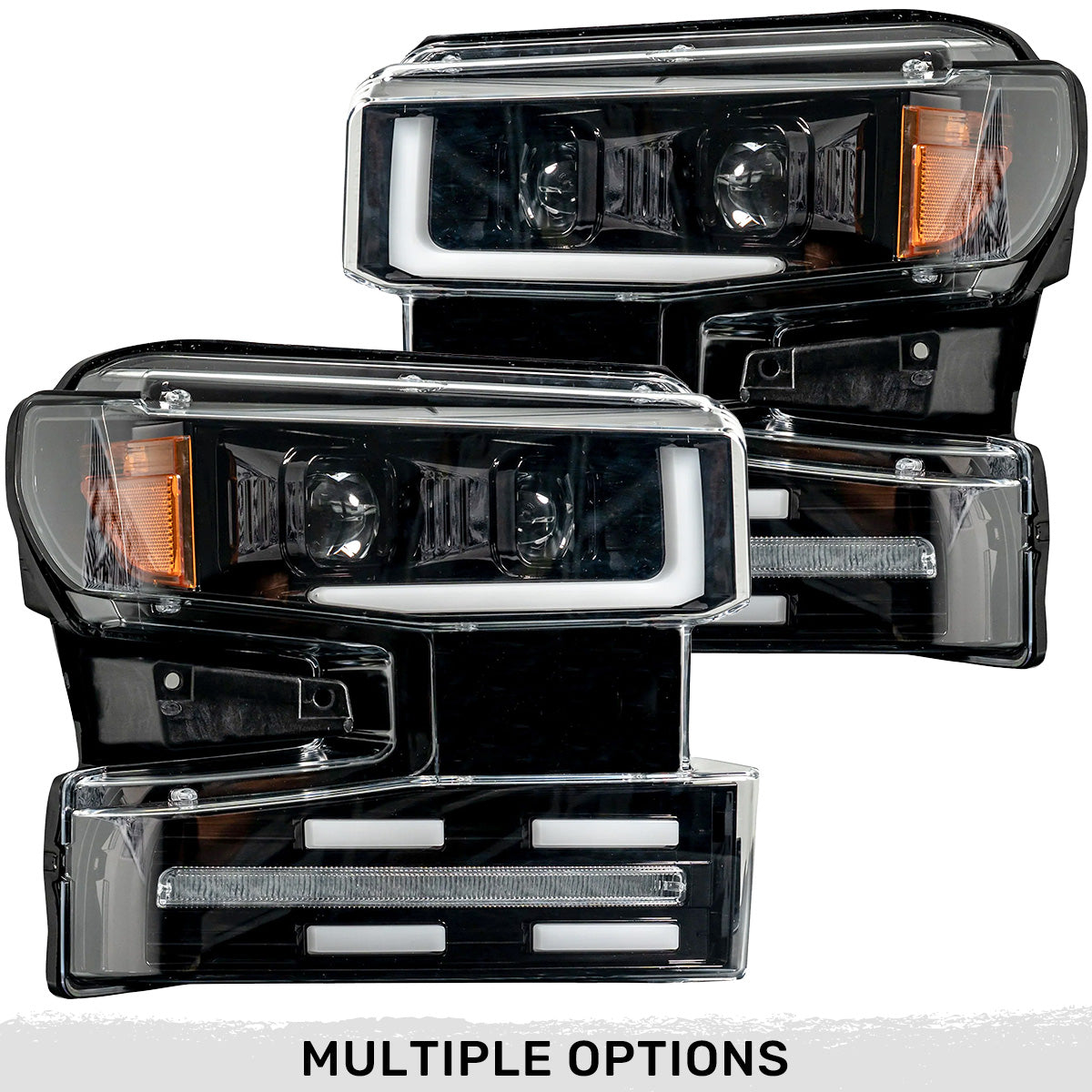 Chevy Silverado 19-21 1500 (4th Gen) Projector Headlights OLED Halos, DRL Scanning Turn Signals - Multiple Styles