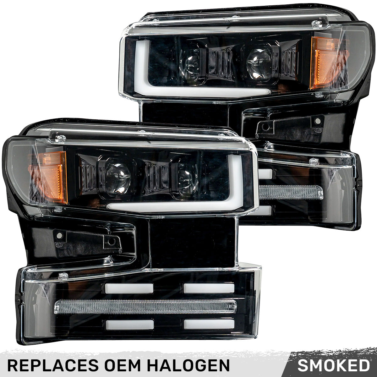 Chevy Silverado 19-21 1500 (4th Gen) Projector Headlights OLED Halos, DRL Scanning Turn Signals - Multiple Styles