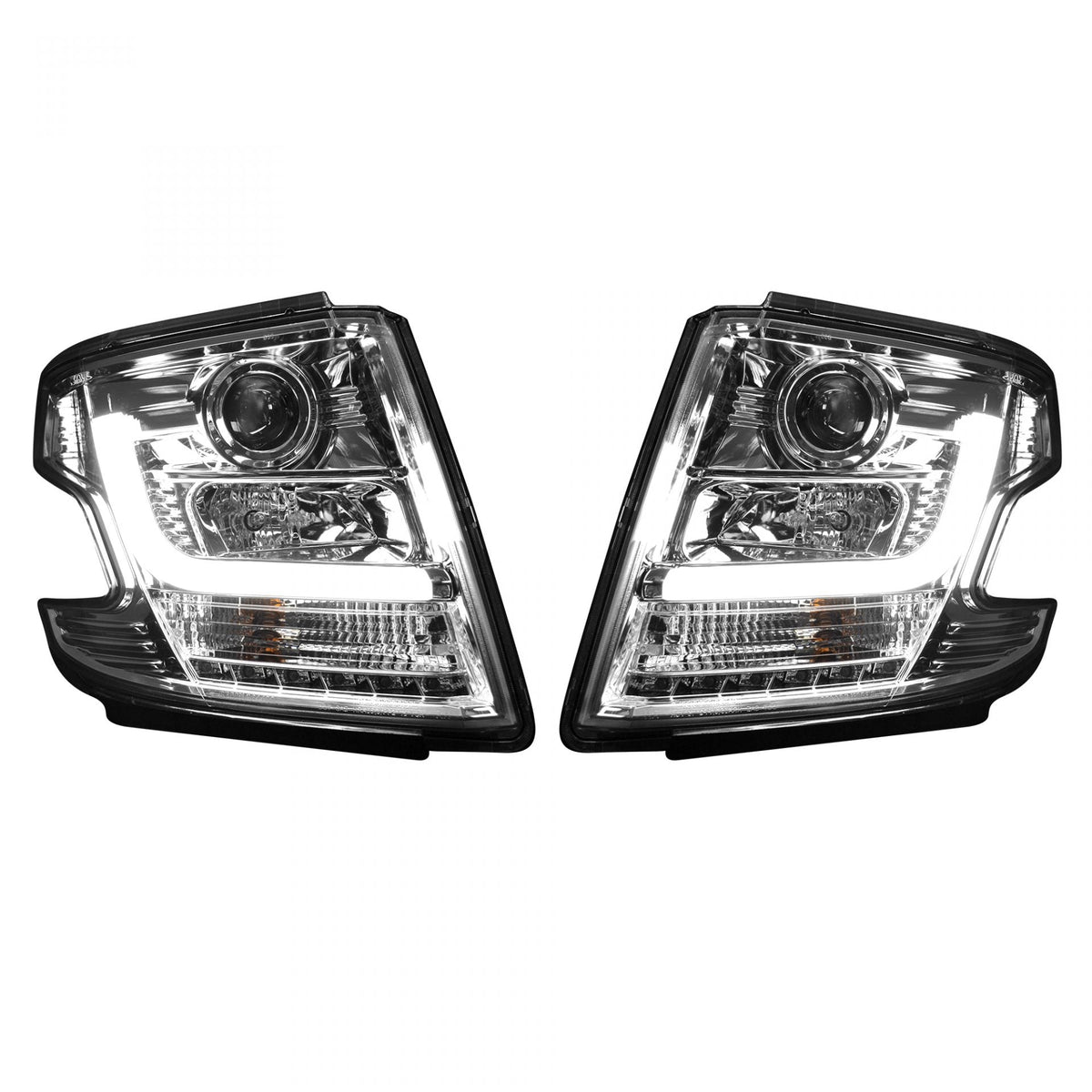 Chevy Tahoe 15-20 Projector Headlights OLED Halos & DRL in Clear/Chrome