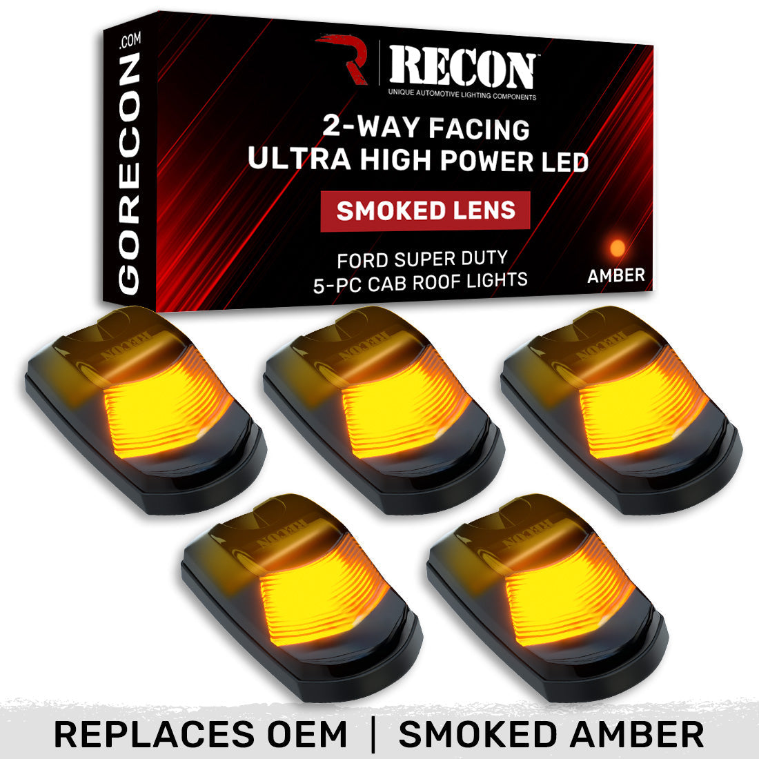 Ford Super Duty 23-26 5-PC Cab Roof Lights 2-Way Front & Rear Facing Ultra High-Power LED (Replaces Factory/OEM Cab Lights Only) - Multiple Options