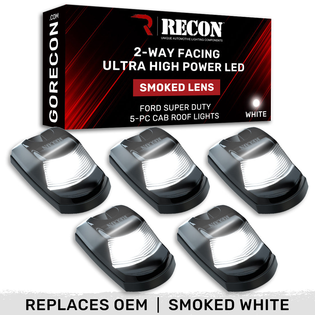 Ford Super Duty 23-26 5-PC Cab Roof Lights 2-Way Front & Rear Facing Ultra High-Power LED (Replaces Factory/OEM Cab Lights Only) - Multiple Options