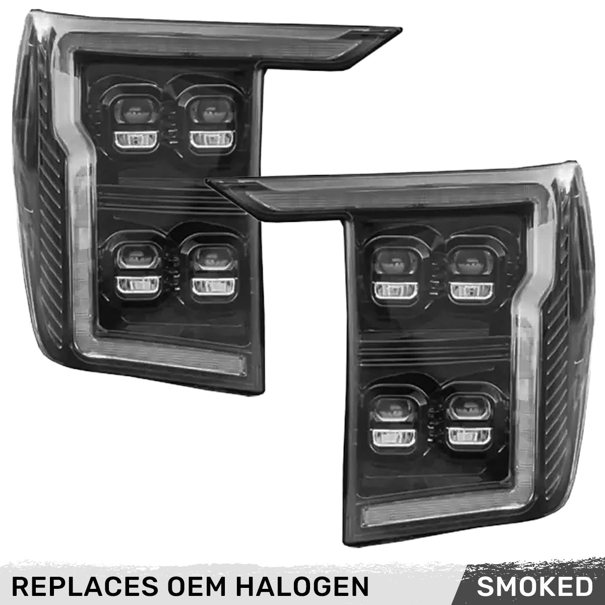 Ford F150 21-23 Full LED Projector Headlights w/ Ultra High Power Smooth OLED DRL & Scanning Switchback Amber Turn Signals (Replaces OEM Halogen Only) - Multiple Options