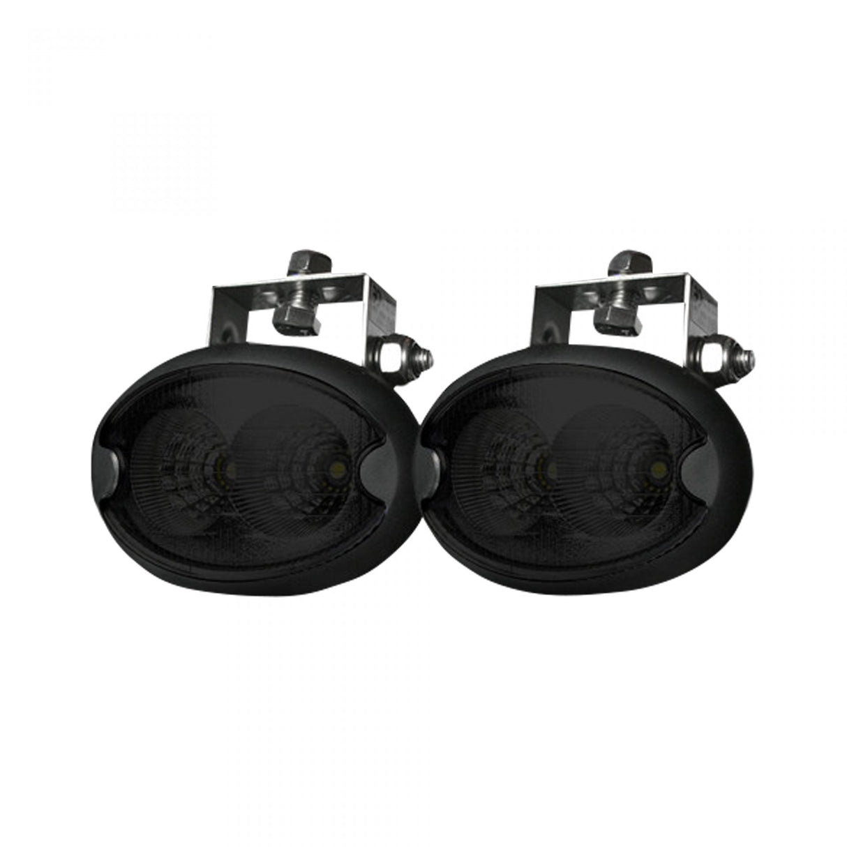 1100 Lumen Driving Light Kit 10W 6500K LEDs Black Chrome Oval Housing Clear