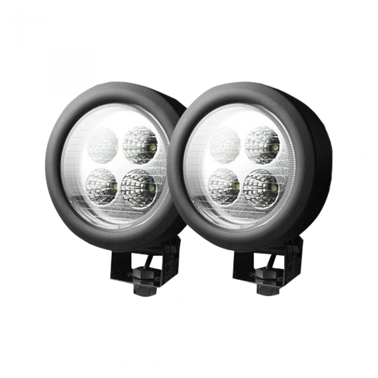 1800 Lumen Driving Light Kit 12W 6500K 4 LEDs Chrome Circle Housing Clear