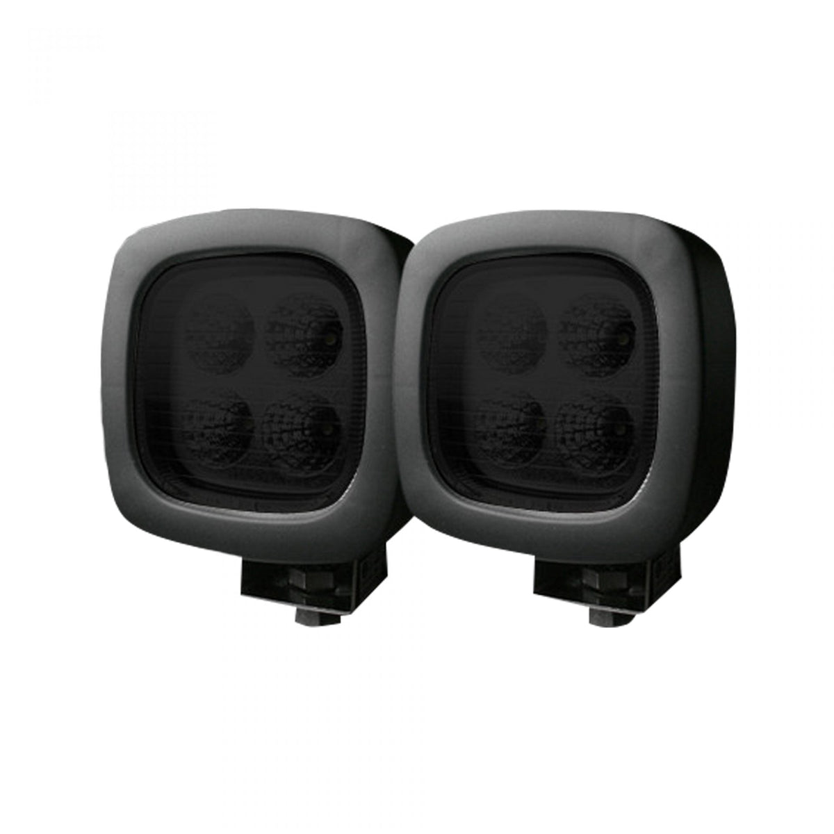 1800 Lumen Driving Light Kit 12W 6500K 4 LEDs Black Chrome Square Housing Clear