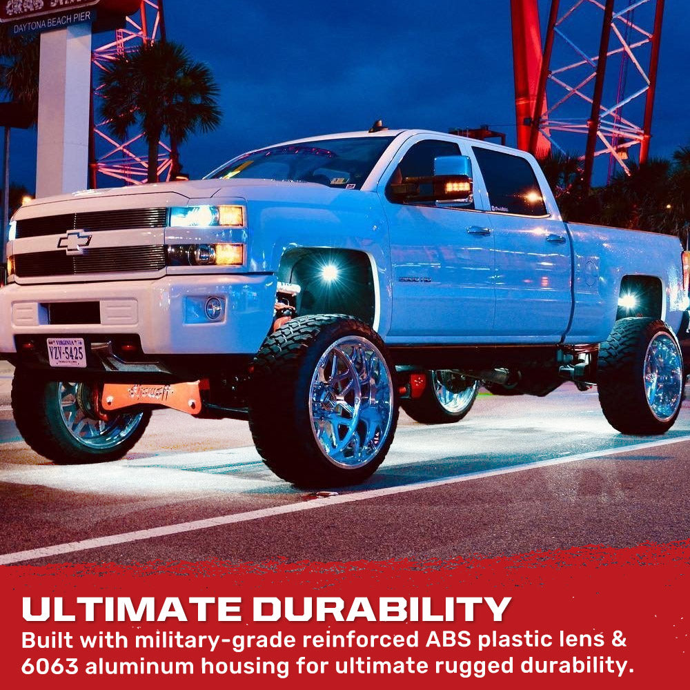 Universal 16-Pc Heavy Duty Aluminum Ultra Bright 6500K LED Underbody Rock Lights - White RECON Universal 16-Pc Heavy Duty Aluminum Ultra Bright 6500K LED Underbody Rock Lights - White Universal 16-Pc Heavy Duty Aluminum Ultra Bright 6500K LED Underbody Rock Lights - White Universal 16-Pc Heavy Duty Aluminum Ultra Bright 6500K LED Underbody Rock Lights - White Universal 16-Pc Heavy Duty Aluminum Ultra Bright 6500K LED Underbody Rock Lights - White