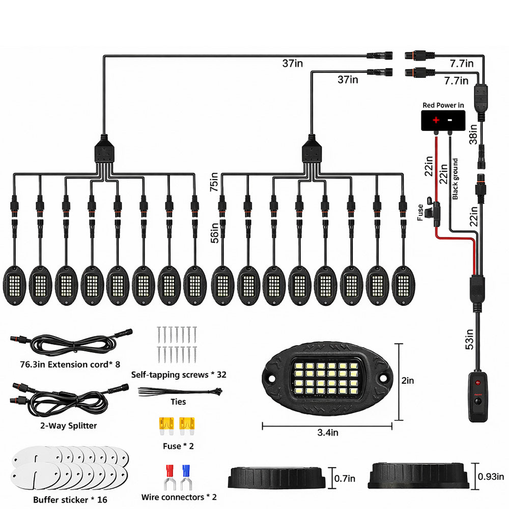 Universal 16-Pc Heavy Duty Aluminum Ultra Bright 6500K LED Underbody Rock Lights - White RECON Universal 16-Pc Heavy Duty Aluminum Ultra Bright 6500K LED Underbody Rock Lights - White Universal 16-Pc Heavy Duty Aluminum Ultra Bright 6500K LED Underbody Rock Lights - White Universal 16-Pc Heavy Duty Aluminum Ultra Bright 6500K LED Underbody Rock Lights - White Universal 16-Pc Heavy Duty Aluminum Ultra Bright 6500K LED Underbody Rock Lights - White