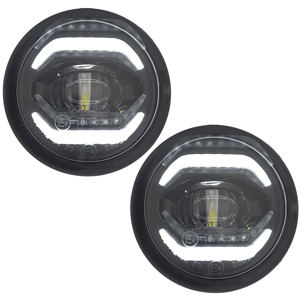 GMC Sierra & Chevy Silverado 15-19 Ultra Bright 2-Function White LED Driving Fog Lights (Fog Lights, DRL) - Smoked Lens