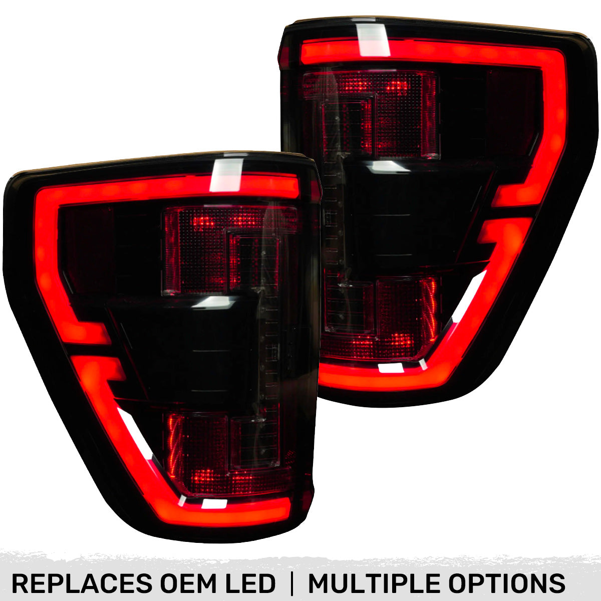 Ford F150 & Raptor 21-23 Ultra Bright OLED Tail Lights w/ Startup Light Sequence (Replaces Factory LED Tail Lights w/ BLIS Only) - Multiple Lens