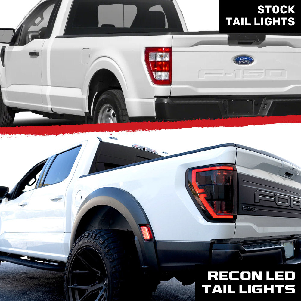 Ford F150 21-23 Ultra Bright OLED Tail Lights w/ Startup Light Sequence (Replaces Factory Halogen Tail Lights w/ BLIS Only) - Multiple Lens