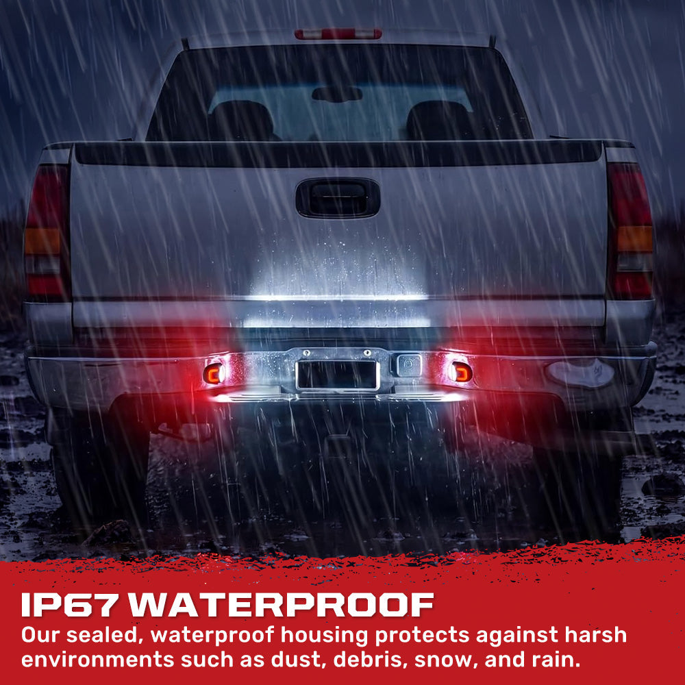 Chevy Silverado & GMC Sierra 07-13 Ultra Bright White LED License Plate Illumination w/ Rear Red C Shaped Accent Lights