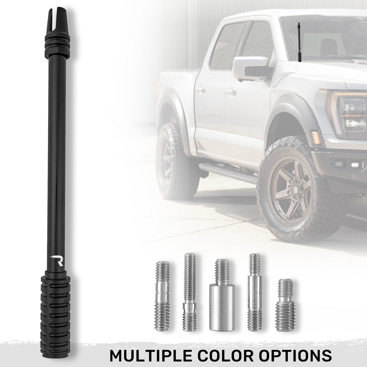 AR-15 Rifle Barrel 10" Aluminum Truck Antenna with 3-Pronged Threaded Flash Hider Barrel Tip (Antenna Fits OEM Factory Threaded Antenna Base) Multiple Colors