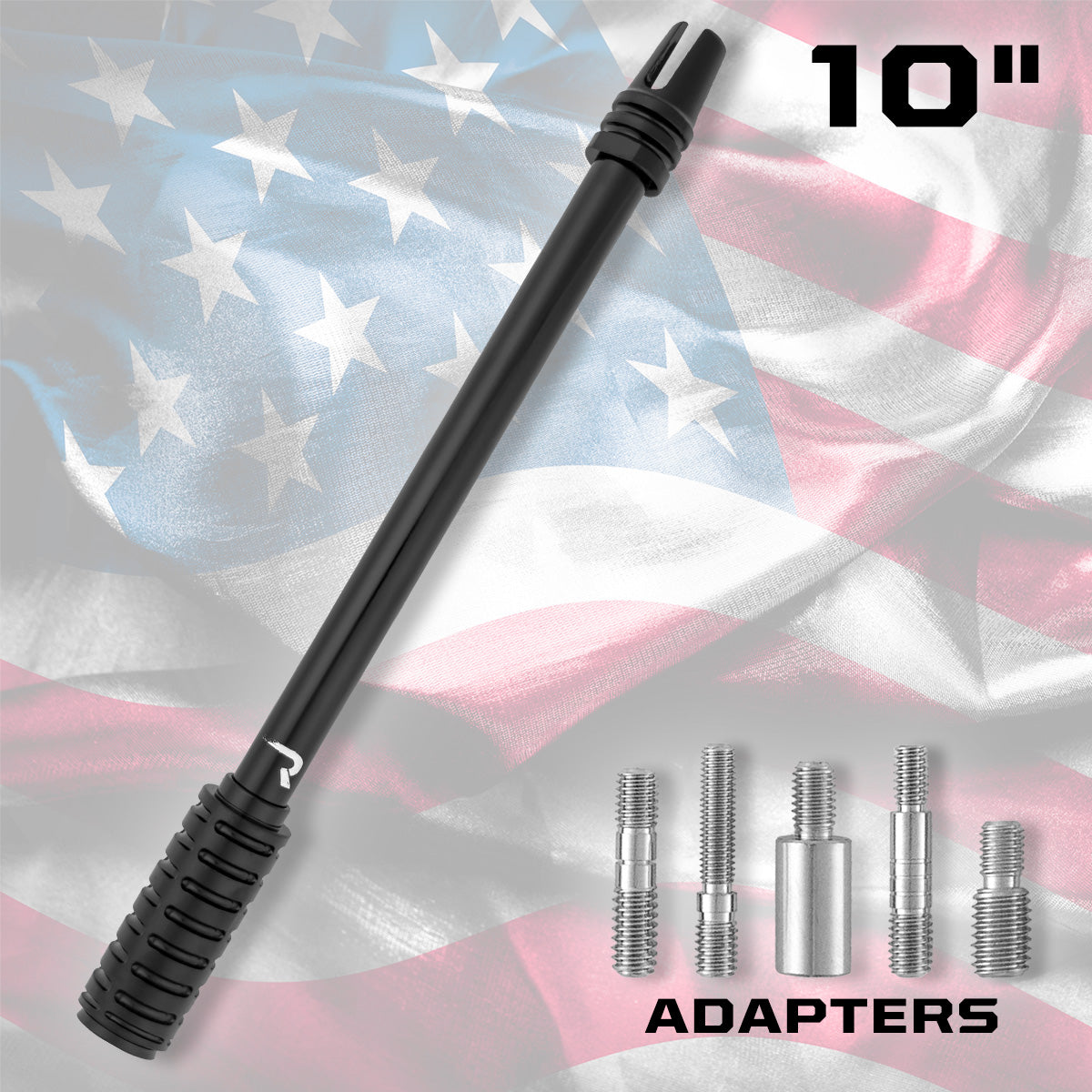 AR-15 Rifle Barrel 10" Aluminum Truck Antenna with 3-Pronged Threaded Flash Hider Barrel Tip (Antenna Fits OEM Factory Threaded Antenna Base) Multiple Colors
