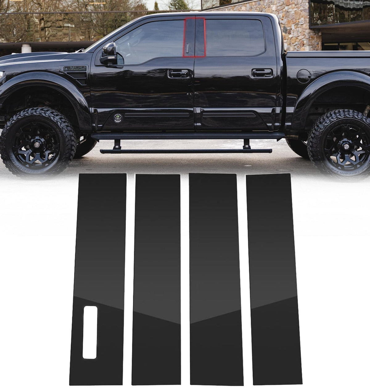 Ford F150 15-21 Protective Side Window 4-PC Pillar Trim Covers with Keypad Cutout - High Gloss Black RECON Ford F150 15-21 Protective Side Window 4-PC Pillar Trim Covers with Keypad Cutout - High Gloss Black Ford F150 15-21 Protective Side Window 4-PC Pillar Trim Covers with Keypad Cutout - High Gloss Black Ford F150 15-21 Protective Side Window 4-PC Pillar Trim Covers with Keypad Cutout - High Gloss Black Ford F150 15-21 Protective Side Window 4-PC Pillar Trim Covers with Keypad Cutout - High Gloss Black