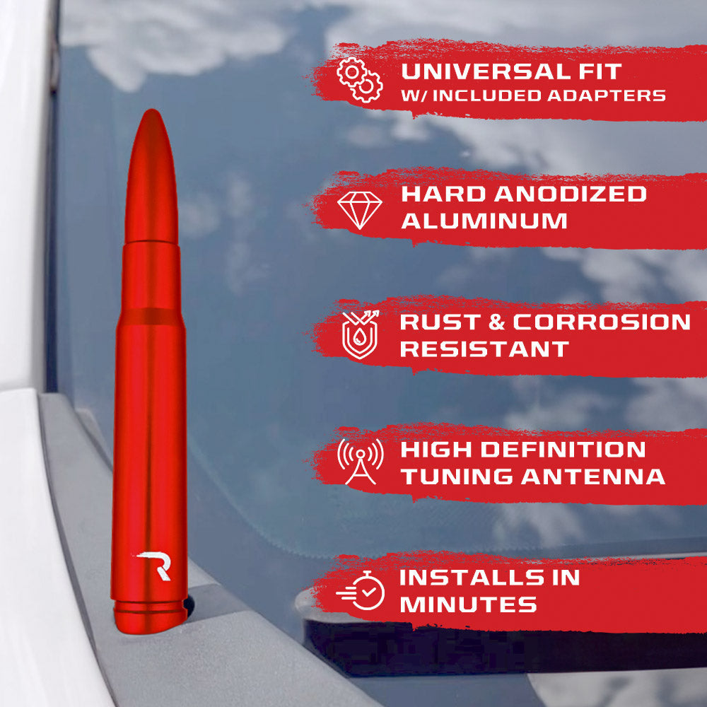 .50 Cal Bullet Antenna (Fits OEM Factory Threaded Antenna) Multiple Colors