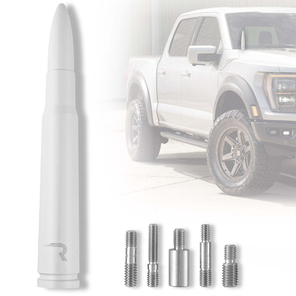 .50 Cal Bullet Antenna (Fits OEM Factory Threaded Antenna) Multiple Colors