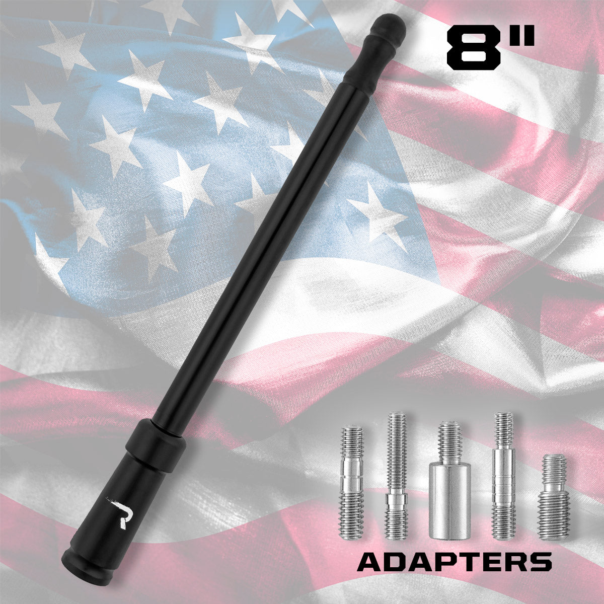 Aluminum 8" Antenna Mast (Fits OEM Factory Threaded Antenna) Multiple Colors