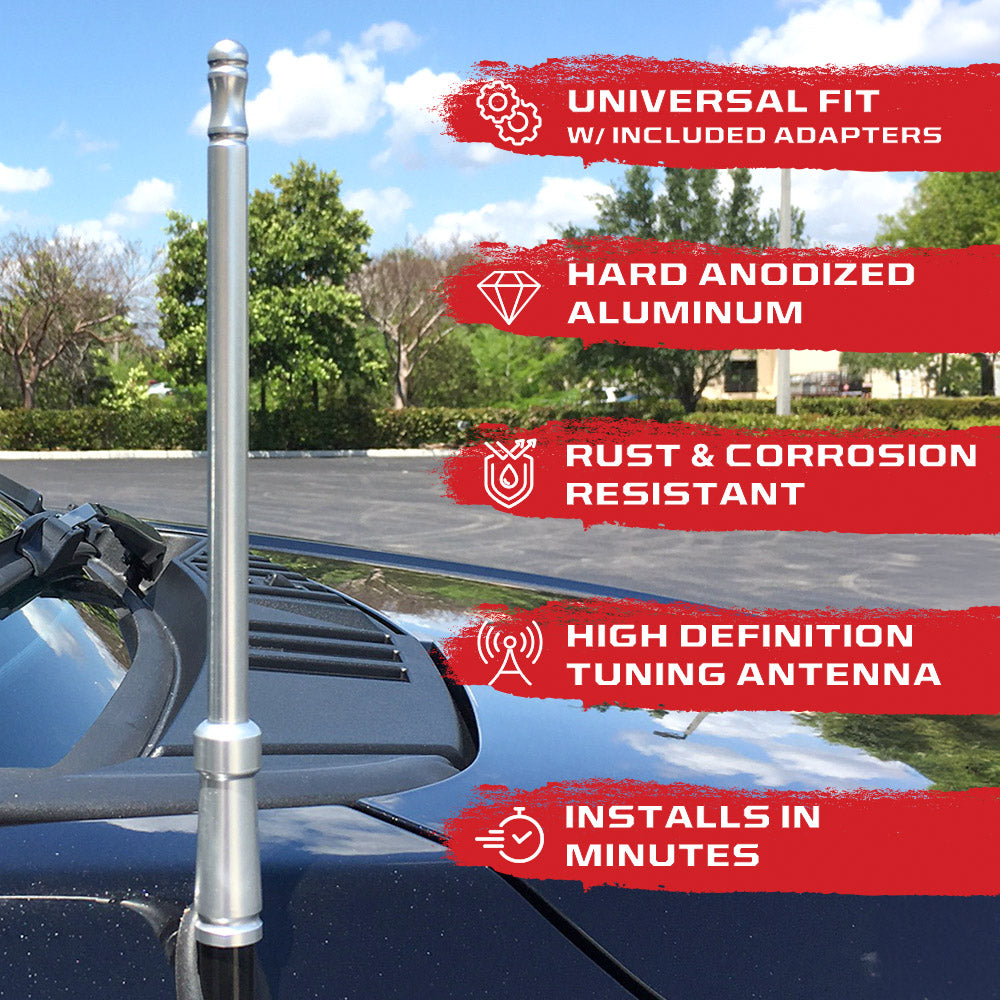 Aluminum 8" Antenna Mast (Fits OEM Factory Threaded Antenna) Multiple Colors