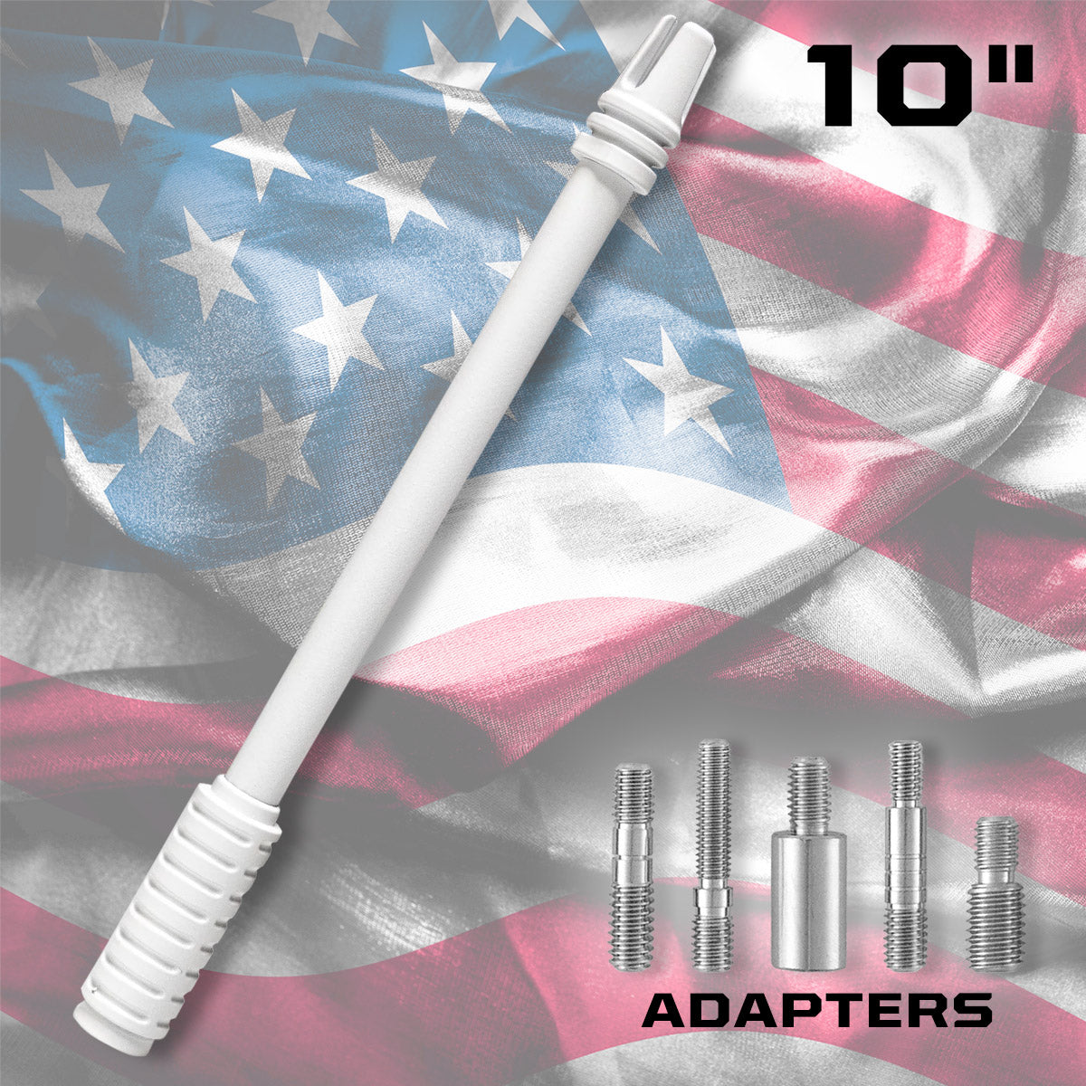 AR-15 Rifle Barrel 10" Aluminum Truck Antenna with 3-Pronged Threaded Flash Hider Barrel Tip (Antenna Fits OEM Factory Threaded Antenna Base) Multiple Colors