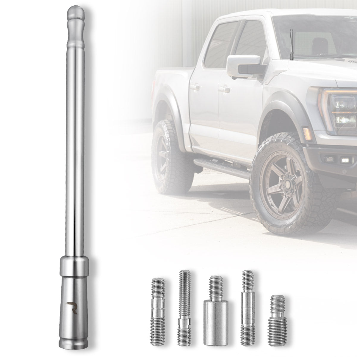 Aluminum 8" Antenna Mast (Fits OEM Factory Threaded Antenna) Multiple Colors