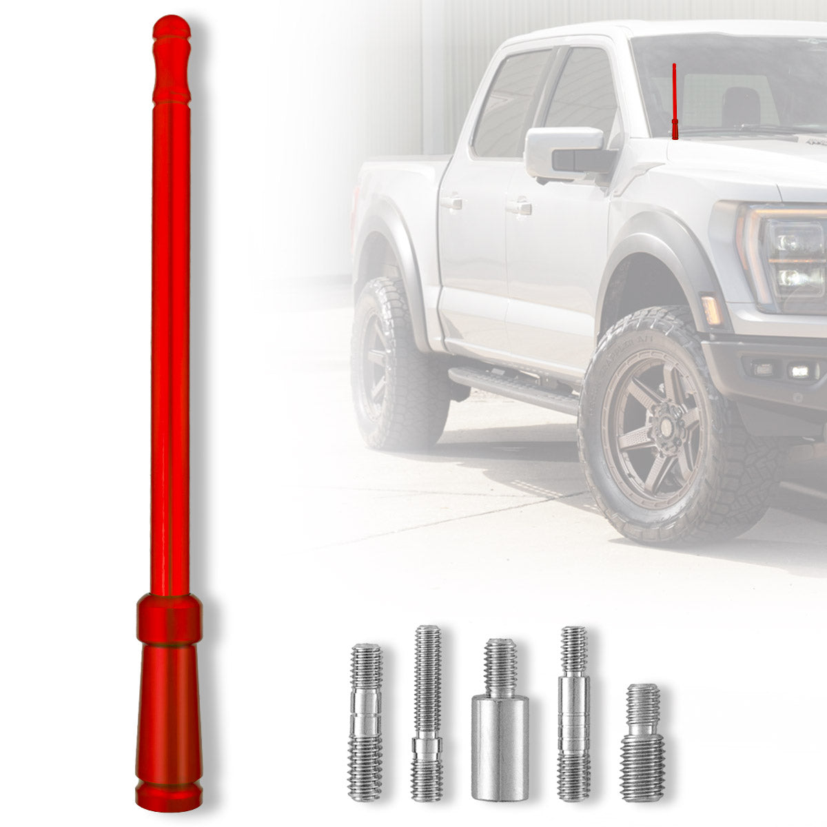 Aluminum 8" Antenna Mast (Fits OEM Factory Threaded Antenna) Multiple Colors