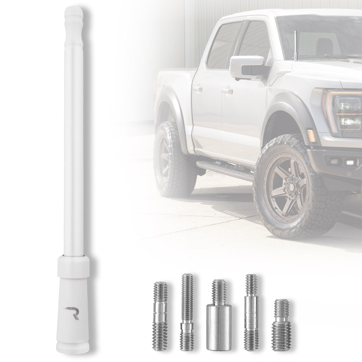 Aluminum 8" Antenna Mast (Fits OEM Factory Threaded Antenna) Multiple Colors