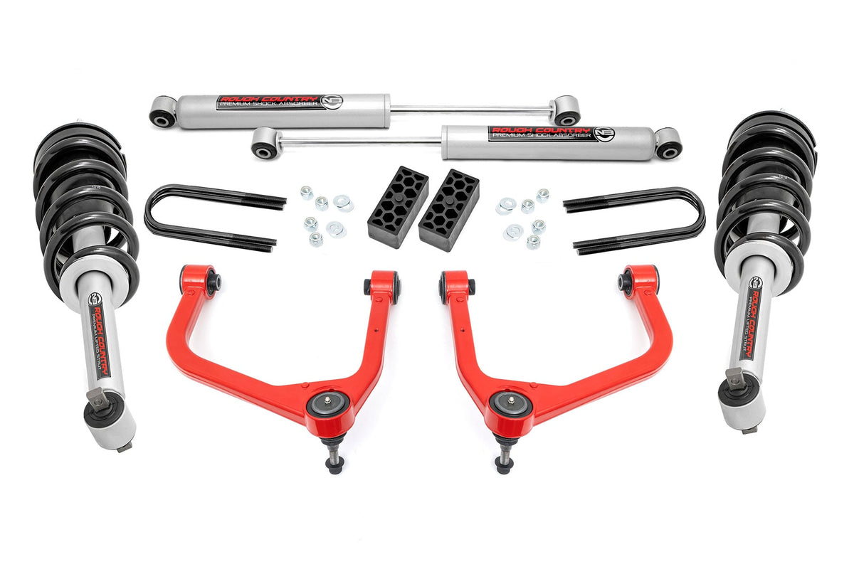 3.5 Inch Lift Kit N3 Struts Rear Mono Leaf Red Chevy Silverado 1500 (22-24) Rough Country