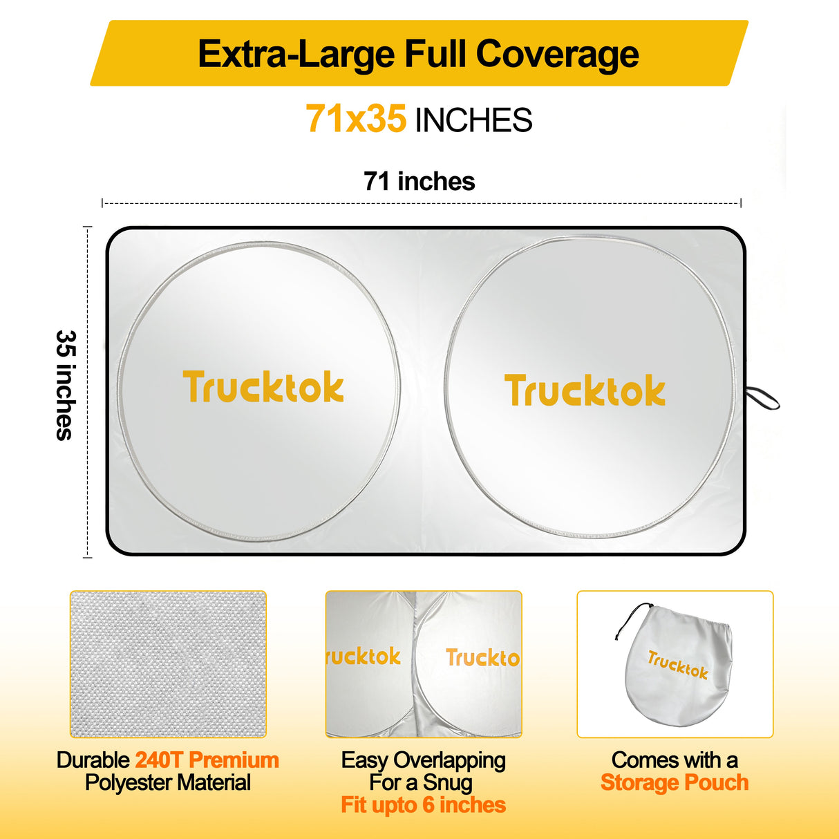 Trucktok Specially Customized Universal Windshield Sunshade Summer Interior Cooler Auto Sun Protector TruckTok