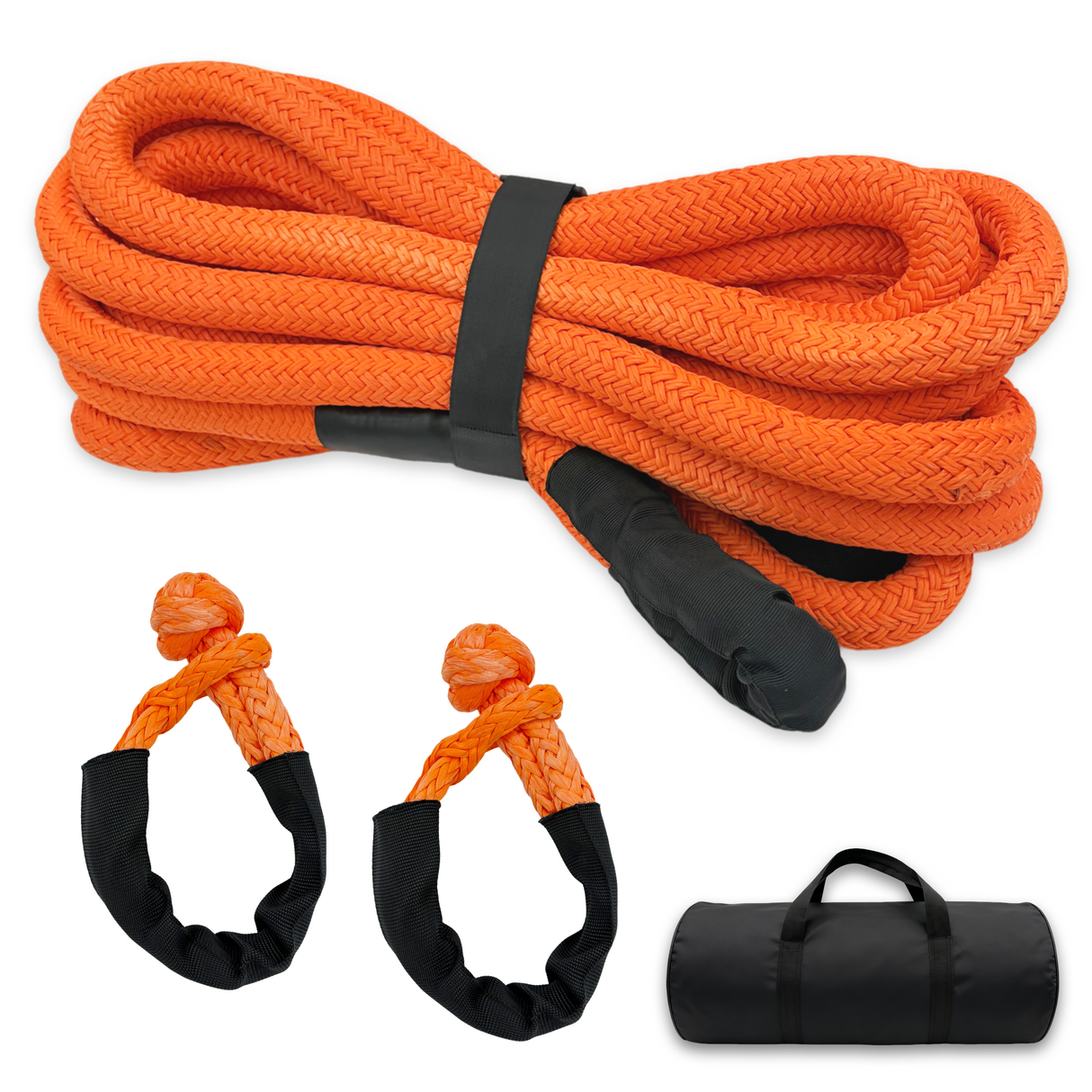 Trucktok 1" x 30ft Kinetic Recovery Rope Soft Shackle Series 35,000 lbs Break Strength TruckTok