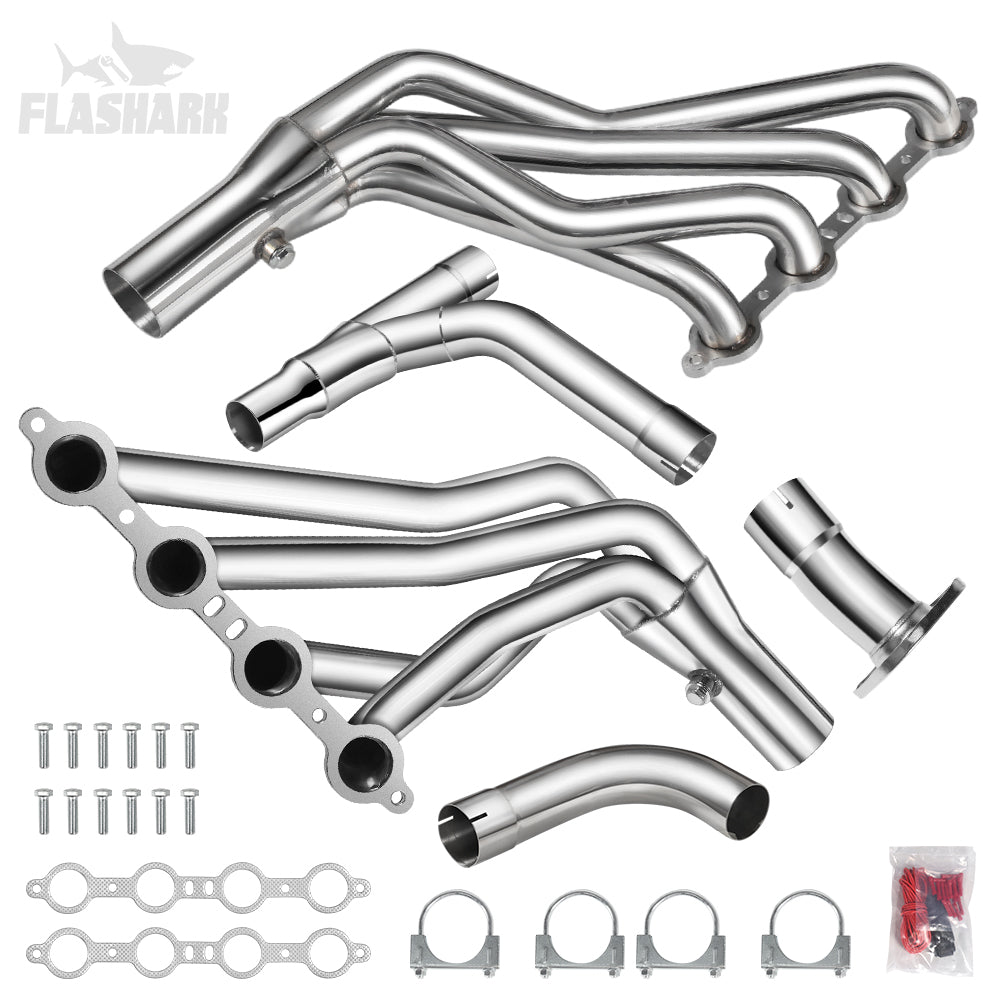 Long Tube Headers & Y-Pipe for 1999-2006 Chevy / GMC Silverado / Avalanche / Sierra 1500 4.8L / 5.3L / 6.0L Vortec with Optional Cold Air Intake Flashark