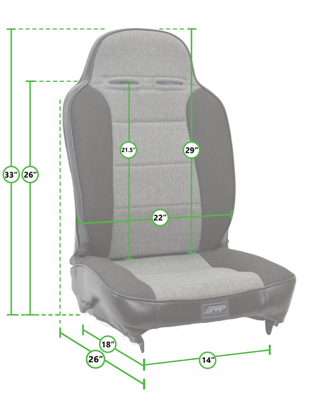 PRP 03-06 Jeep Wrangler TJ Enduro High Back Reclining Suspension Seats Kit - Black (Pair)