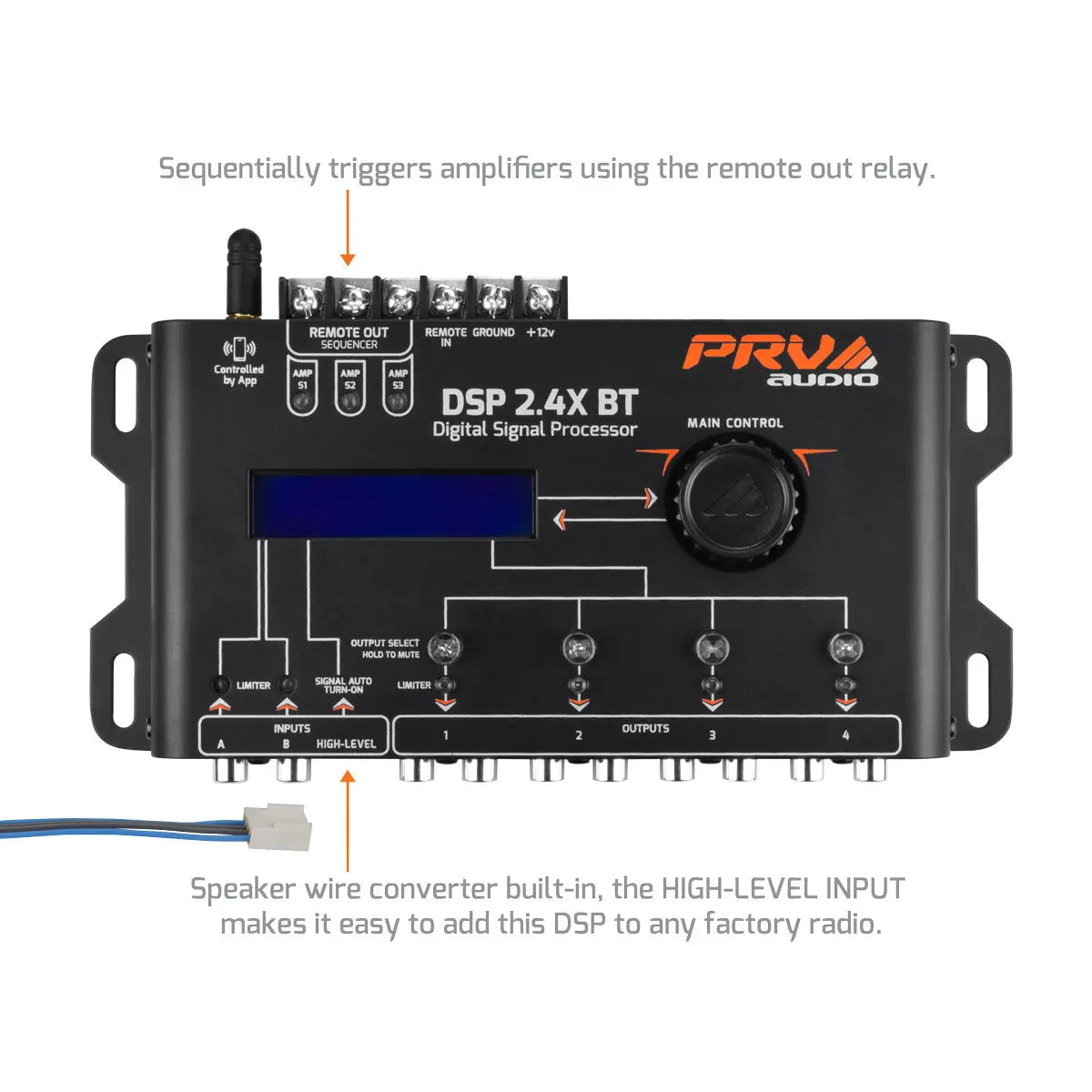 PRV Audio DSP 2.4X BT 4-Channel Bluetooth Digital Signal Processor