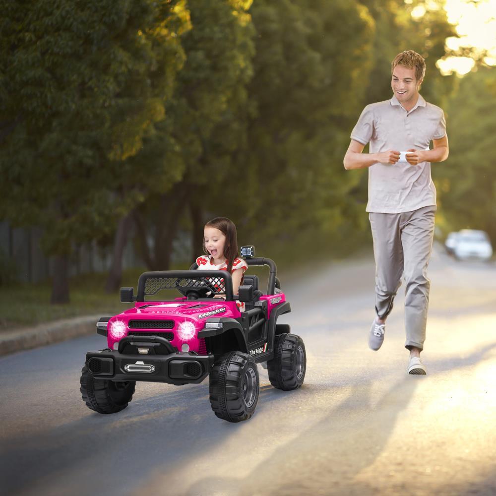 3-Speed Rechargeable Electric Car with Adjustable Seat Belt in Rose Red
