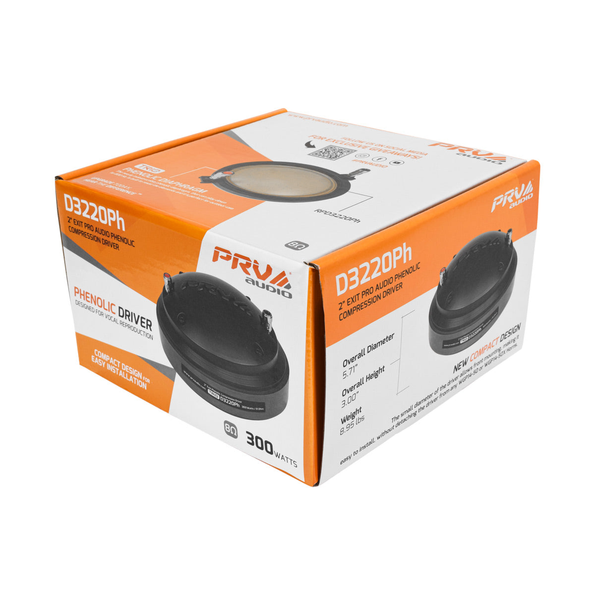 PRV Audio D3220Ph Midrange Compression Driver 2in Exit Phenolic Diaphragm