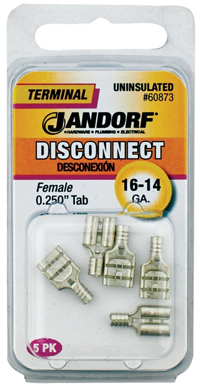 Disconnect Terminal, 16 to 14 AWG Wire, Tin, 5/PK #60873 Jandorf