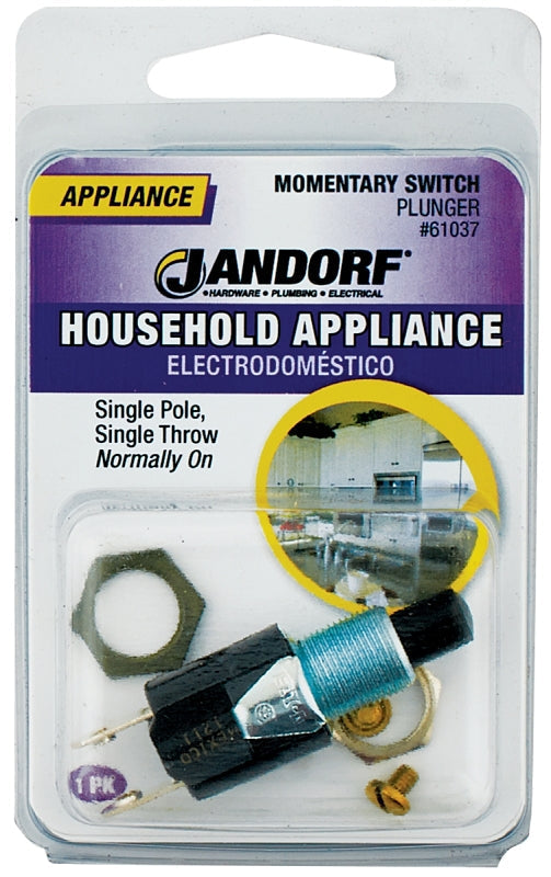 Jandorf Switch, 0.25/0.75 A, 125/250 V, SPST, Screw Terminal, Black #61037 Jandorf