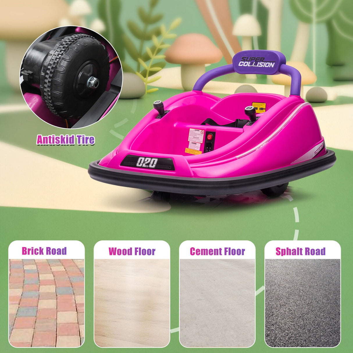 360° Rotating Electric Bumper Car for Kids with Remote Control - 12V Ride-On Vehicle Toy