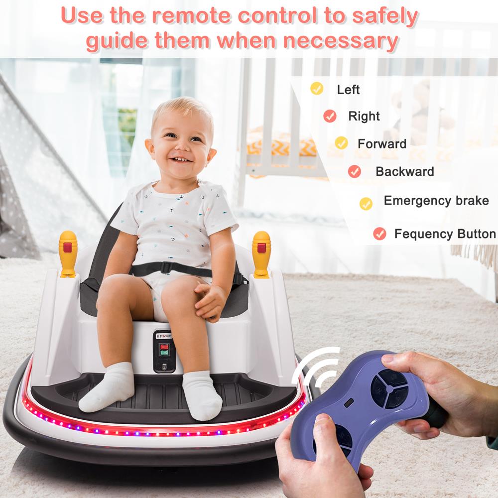 360° Spin Race Bumper Car for Kids Ages 2-5 with 6V 7AH Battery and 1.3 MPH Speed