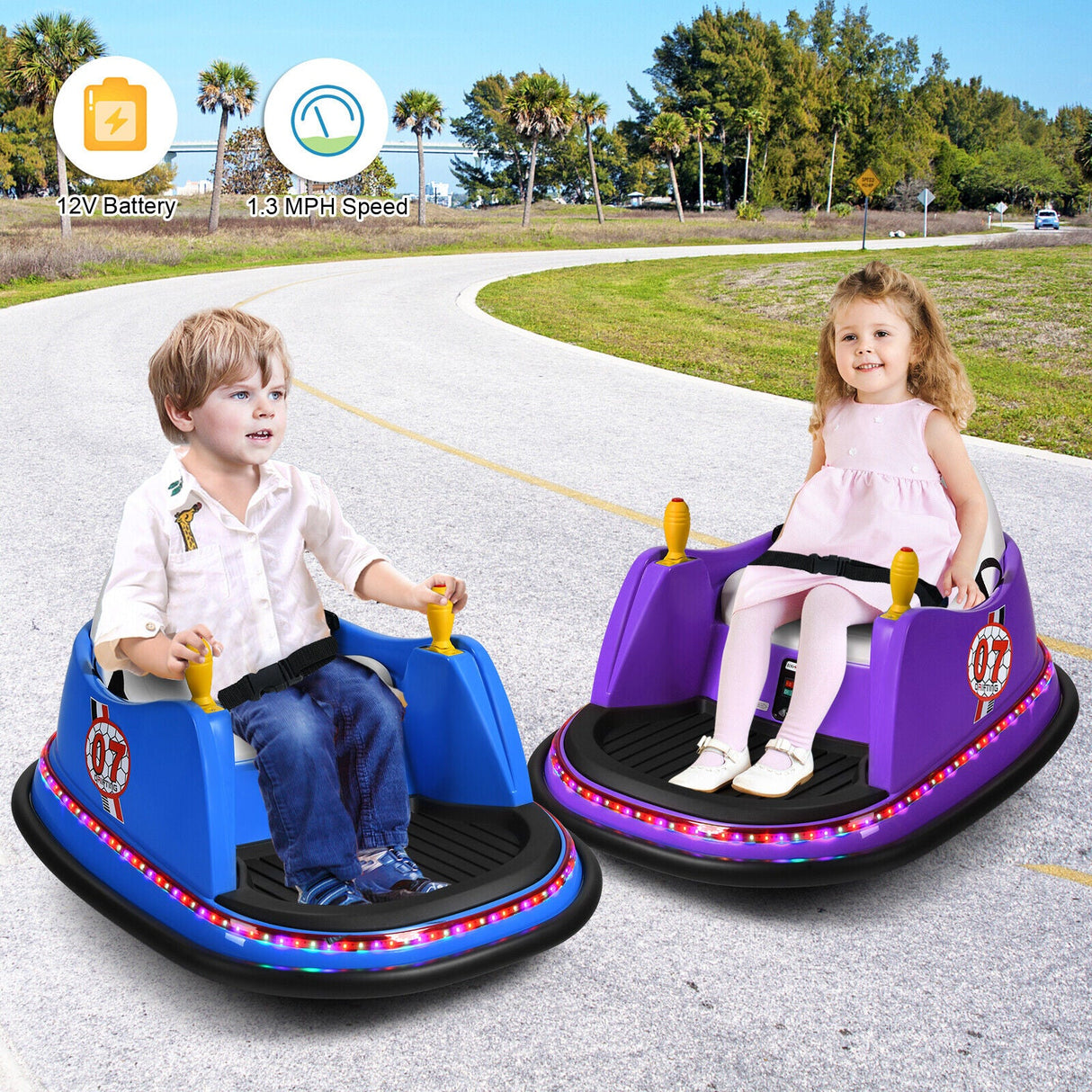 360° Spin Race Bumper Car for Kids with Remote Control - Blue