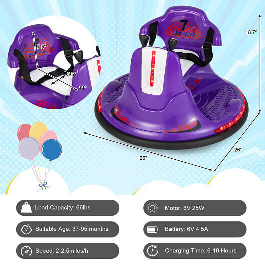 360?° Spin Electric Ride On Car for Kids and Toddlers - Fun Bumper Car Experience!