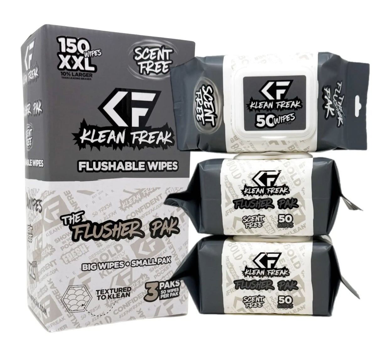 The Flusher 150 Wipes (3 • 50 Paks) Klean Freak