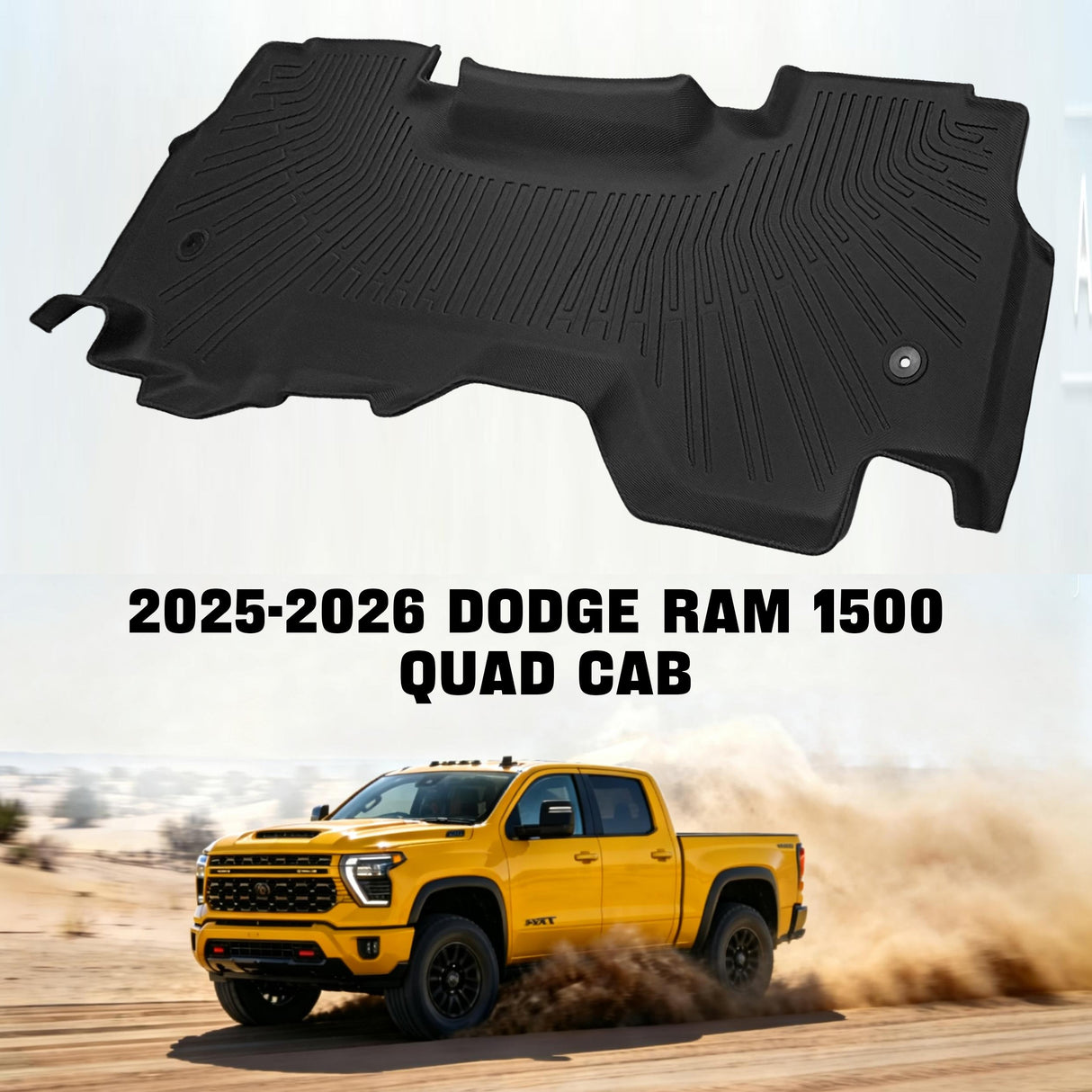 Trucktok 2025-2026 Dodge Ram 1500 Quad Cab All-Weather TPE Floor Mats TruckTok