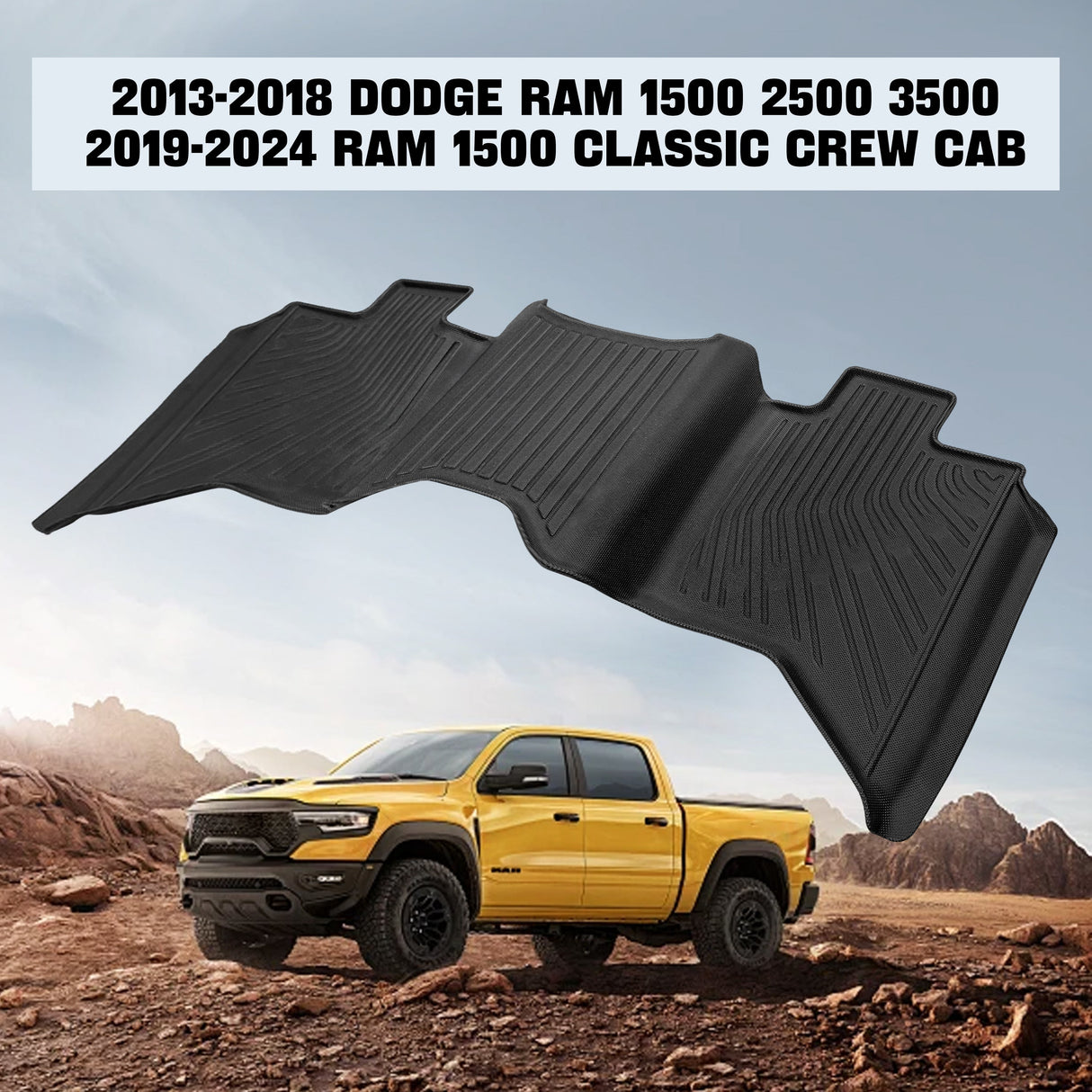 Trucktok Dodge Ram 2013-2018 1500 2500 3500 & 2019-2024 1500 Classic Crew Cab All-Weather TPE Floor Mats TruckTok