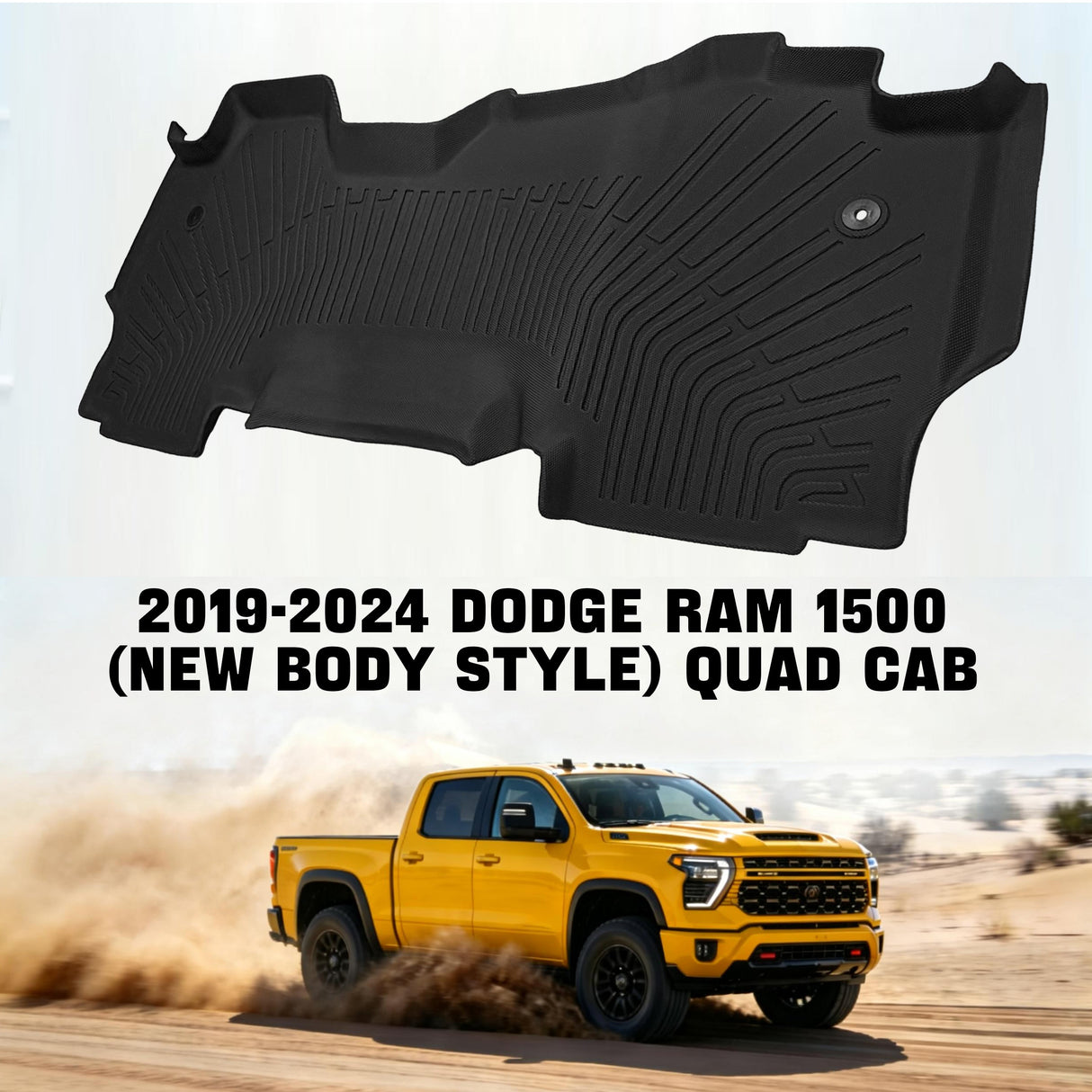Trucktok 2019-2024 Dodge Ram 1500 Quad Cab All-Weather TPE Floor Mats TruckTok